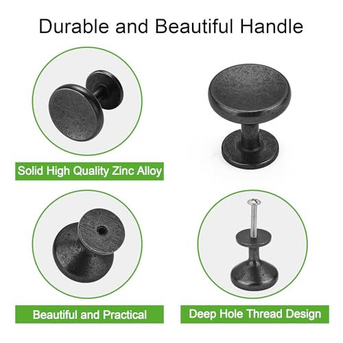 Sailing 10 Pack Cabinet Knob- Antique Black Cabinet Handles Kitchen Cabinets Bedroom Dresser Drawer Handles Knobs - color: Antique Black, size: 1.26"(32mm) Diameter Knob-10Pcs