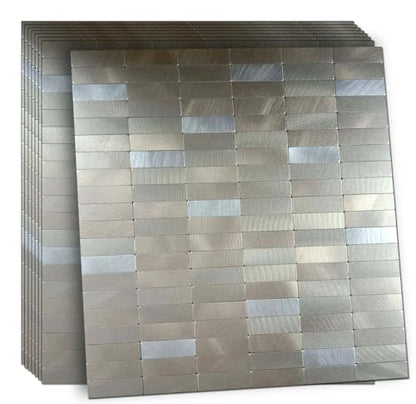 XUANINY Peel and Stick Tile Backsplash Self- Adhesive Wall Tiles Aluminum Mosaic Sticker for Kitchen (11.33"x11.92" Per Sheet, Pack of 8 pcs) (Frosted Champagne+Frosted Silver 8) - color: Frosted Champagne+Frosted Silver 8