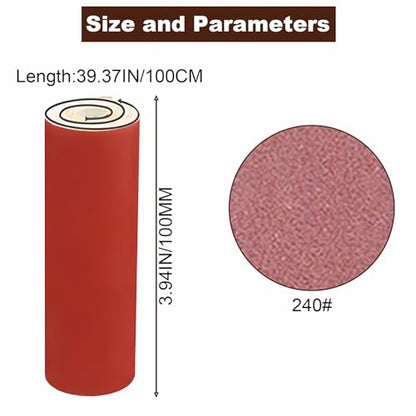 SEIWEI 240 Grit Sandpaper Roll, 1 Meter x 100mm Emery Cloth Roll, Continuous Abrasive Wet Dry Sanding Roll for Wood Furniture, Metal Polishing, Automotive Finishing, Flexible & Durable - size: P240