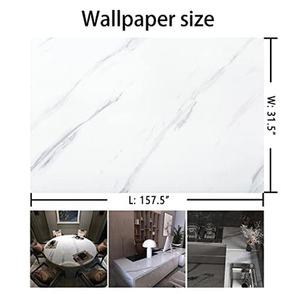 BAYYA Extra Wide Marble Granite Peel and Stick Wallpaper Ivory White - color: White, size: 31.5" x 157"