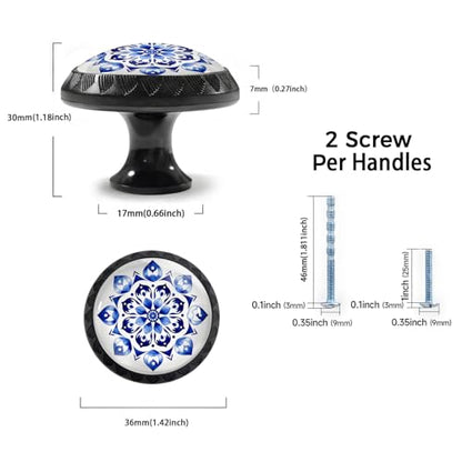 4 Pack Mandala Flower Cabinet Knobs for Kitchen Bathroom - size: 4PCS - 1.37"L x 1.1"W