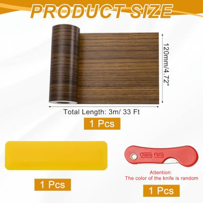 uxcell Wood Grain Repair Tape,4.7" x33ft Grain Repair Patch,Ebony - color: Ebony, size: 4.7 Inch x 33 ft