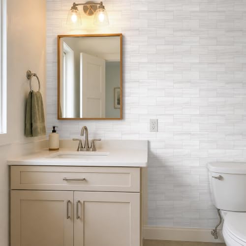 StyloVue 100 Pieces Peel and Stick Backsplash for Kitchen, 3" x 6" PVC Subway Tile 2026 Upgraded Dolomite Mist Backsplash Stick on Tile Elevate Kitchen Fireplace RV - color: Dolomite Mist