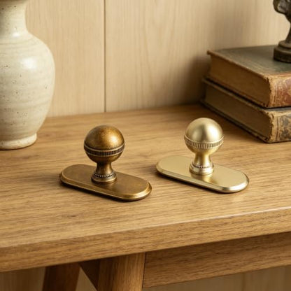 Goo-Ki Champagne Bronze Cabinet Knobs with Oblong Backplate, 6 Pack - color: Champagne Bronze, style: Oblong Plate