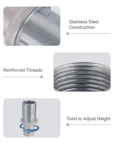 Adjustable Bullet Feet for 1-5/8" O.D. Tubing - Table Leg Levelers - color: Stainless Steel Heavy Leveling Feet