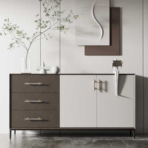 homdiy Silver and Gold Cabinet Pulls 3" Satin Nickel and Gold Cabinet Pulls - color: Brushed Nickel & Matte Gold, size: 3 Inch(76mm) Hole Centers