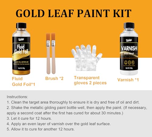 Liquid Gold Leaf Paint Kit, Ultra Shiny Rich Gold
