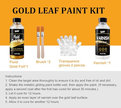 Liquid Gold Leaf Paint Kit, Ultra Shiny Rich Gold