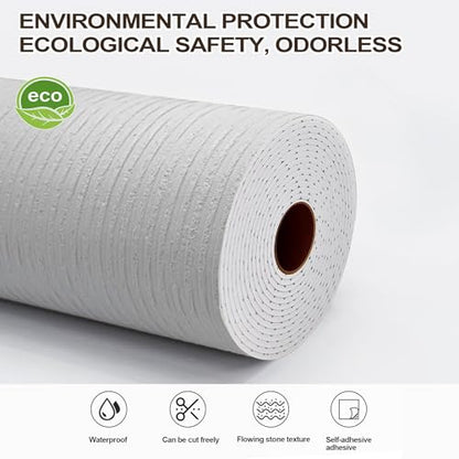 3D Faux Stone Peel and Stick Roll-15.7"x110"Thick PVC Foam Wall Paneling,DIY Self Adhesive Removable Waterproof&Sound Dampening for Cement Texture Accent Wallpaper for Living Room,Bedroom(Off-White) - color: Off-White