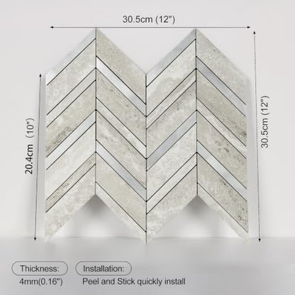Yipscazo 10-Sheet Peel and Stick Herringbone Backsplash,Gray Stone - color: Gray Stone