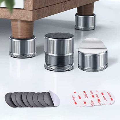 Adjustable Bed Risers 0.9-1.7in, Metal Furniture Riser for Table-Gray 4 Pcs - color: Grey