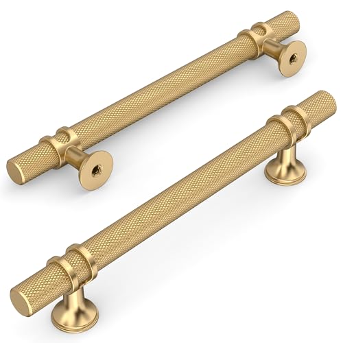 Amerdeco 10 Pack Knurled Champagne Bronze Cabinet Pulls 5 Inch Hole Center Kitchen Cabinet Handles for Drawer, Cupboard and Wardrobe - color: Champagne Bronze, size: 5"/128MM Hole Center, style: 10 Pack