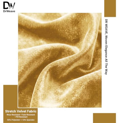 Stretch Velvet Fabric by the Yard Deep Gold 60 Inch Wide 1 Yard - color: Deep Gold, size: 1 Yard