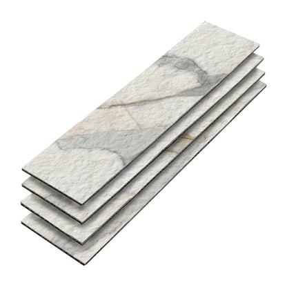 40-Sheet Flexible Stone Peel and Stick Backsplash Tile, 3" x 11.8" Carrara White MCM Modified Clay Material Wall Covering, Subway Texture Self-Adhesive Wall Tiles for Kitchen Bathroom Fireplace - color: Carrara White