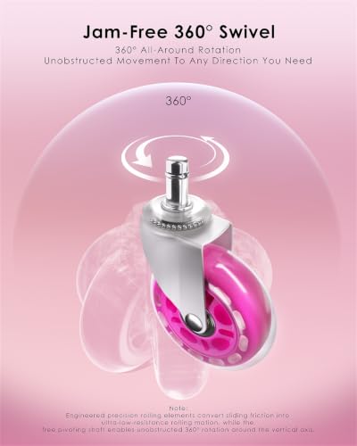 RidRed Office Chair Wheels - Replacement Rubber Wheels - Universal Fit 3 Inch Casters, Heavy-Duty Chair Casters, Noise Free, Fits 98% Chair, for All Floor (5) - color: Pink