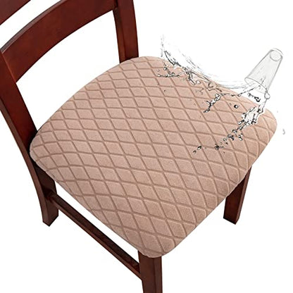Genina Waterproof Seat Covers for Dining Room Chairs, Stretch Chair Covers Removable Washable Dinning Room Kitchen Chair Seat Cushion Slipcovers (Argyle-Khaki, 2 PCS) - color: Argyle-khaki, size: 2 PCS