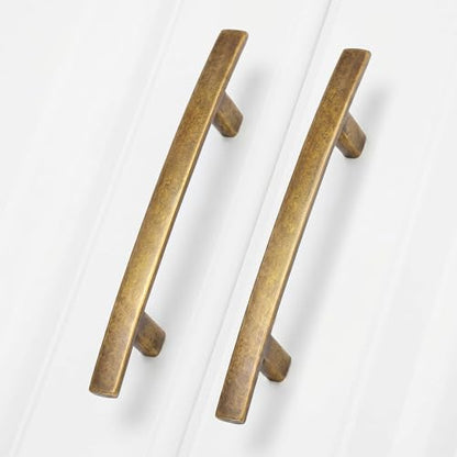 homdiy 5 Pack Antique Brass Cabinet Pulls, Solid Zinc Alloy, 3-3/4 Inch CC - color: Antique Brass, size: 3-3/4 Inch Hole Center