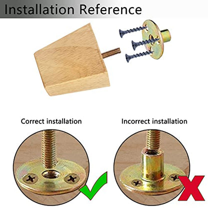 Maricome 3 Inch Furniture Legs Pre-drilled M8 Bolt Replacement Sofa Couch Feet Set of 4 Square Tapered Solid Wood Screw in - size: 3 Inch Natural