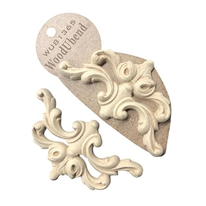 WoodUbend WUB1365 Pack of 2 Pediment Applique - Heat Bendable & Flexible Wood Onlays 7x12cm - DIY Craft, Furniture & Home Decor - Easy to Apply & Paint - Versatile, Reusable & Decorative Decals - size: WUB1365