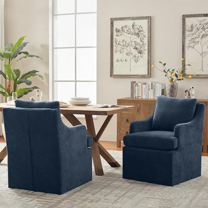 VKNOW Upholstered Dining Chairs, Dining Room Chairs with Casters - color: Blue, size: 1