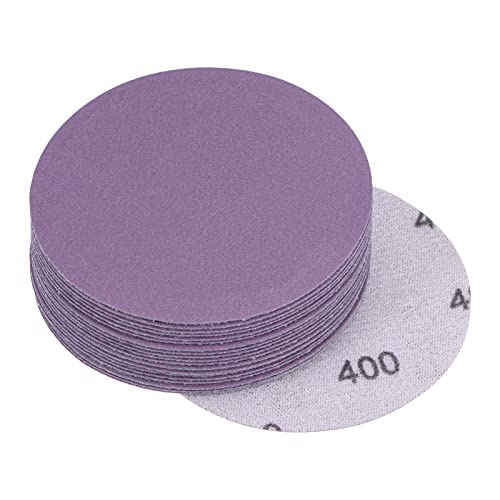 uxcell 20Pcs 3-Inch Purple Sanding Discs 400 Grits Hook and Loop Professional Aluminum Oxide Sand Paper Wet Dry Polish for Wood Metal Paint Finishing - style: 400 Grit