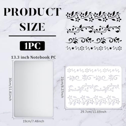 FINGERINSPIRE Flower Border Stencil (4 Style) 11.7x8.3inch Vines Stencil