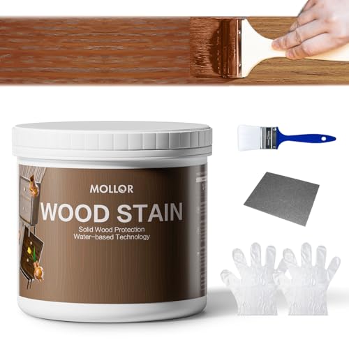 16 Oz Water Based Wood Stain and Sealer in One, Teak, with Tools - color: Teak, size: 16 FL.OZ