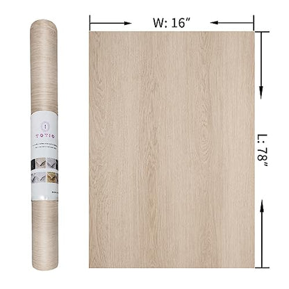 TOTIO Walnut Wood Peel and Stick Wallpaper Beige Yellow Wood Grain Contact Paper Bubble-Free Design Matte Thickened 16x78inch Waterproof Counter Top Stick Paper Self-Adhesive Vinyl Wrap for Cabinets - color: Light Brown, size: 16" x 78"