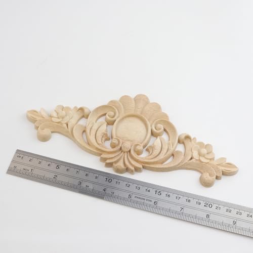 Antrader 4Pcs Unpainted Wood Carved Appliques for Home Decoration,Style 8 - style: Style 8