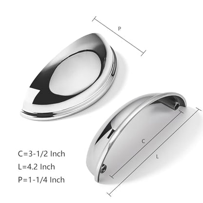 khtumeware 2 Pack 3-1/2" Drawer Pulls Polished Chrome Cabinet Cup Pulls Kitchen Hardware Cabinet Handles Drawer Handles Knobs 3.5 inch Hole Center - color: Polished Chrome, size: 3-1/2"(89mm) Hole Center, style: 2-pack
