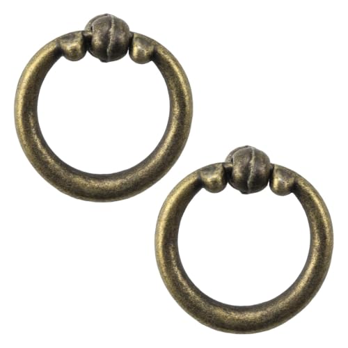 2Pcs Ring Pulls in Antique Bronze Finish, Hardware for Cabinets and Drawers (Bronze3) - color: Bronze3