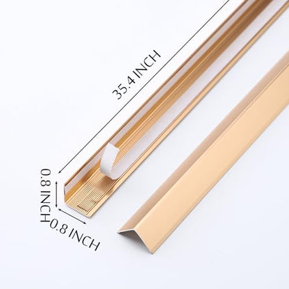 Zonon 10 Pcs Aluminum Wall Corner Protector 35.4 x 0.8 Gold Corner Trim