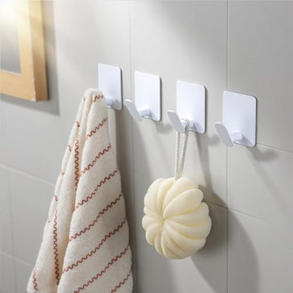 DELITON Adhesive Towel Hooks, SUS 304 Steel No Drill Shower Hooks - color: White-4