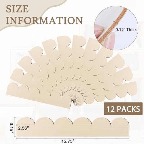 Scalloped Wood Trim Decorative Scallop Trim, 12 Pack - size: 15.74 X 3.15 Inch