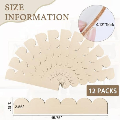 Scalloped Wood Trim Decorative Scallop Trim, 12 Pack - size: 15.74 X 3.15 Inch