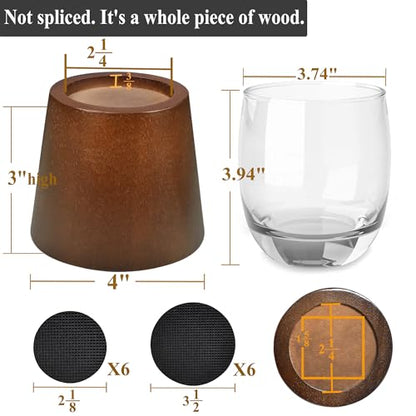 Wooden Bed Risers 3 Inch Round Furniture Risers Set of 6, Heavy Duty Wood Bed Lifts Risers for Bed Frame, Table, Sofa, Couch, Desk, Dresser - size: 3 inch Round