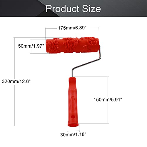 Utoolmart 7" Home Wall Rubber Paint Roller 175mm Wooden Grain Painting Roller with Plastic Handle 1Pcs - size: EG171T