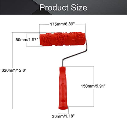 Utoolmart 7" Home Wall Rubber Paint Roller 175mm Wooden Grain Painting Roller with Plastic Handle 1Pcs - size: EG171T