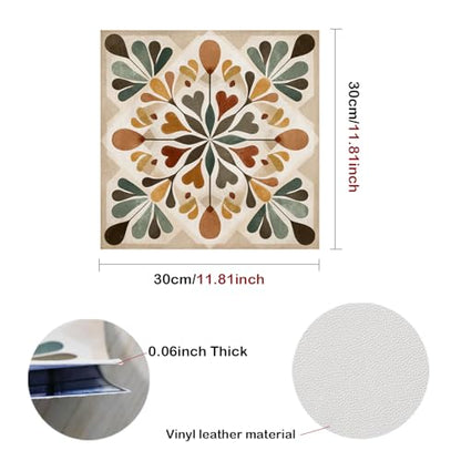 Nuxovilar Peel and Stick Floor Tile,Peel and Stick Vinyl Floor Tiles - color: Brown green vine flowers