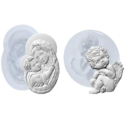 Art Molds for Polyclay Air Dry Clay Plaster, Carved Holy Family Mother and Cherub - color: Cherub