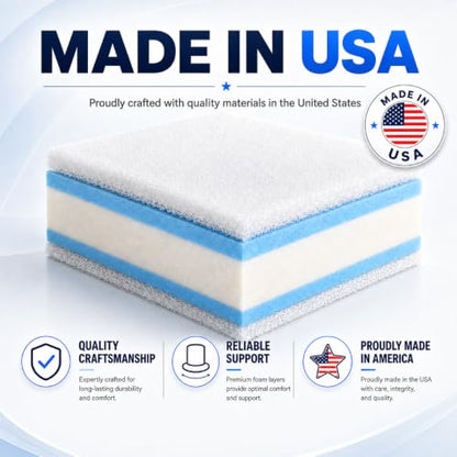 FoamRush 8" x 24" x 24" Memory Foam Couch Cushion Replacement – High-Density Upholstery Foam with Memory Foam Comfort Layer & Dacron Batting Wrap, Sofa Cushion Insert- Made in USA - size: 8" x 24" x 24"