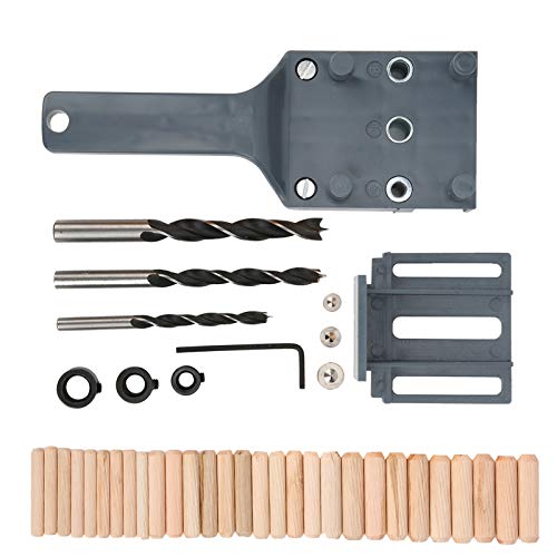 Handheld Dowel Jig Kit - Hole Drill Guide Kit with 6,8,10mm Bits - color: Gray