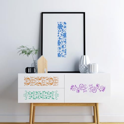 12 Pieces Border Stencils for Painting, Reusable Leaf Template for Painting