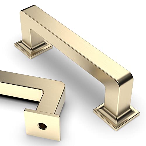 Asidrama 10 Pack 3 inch Brushed Brass Kitchen Cabinet Handles - color: Brushed Brass, size: 3" Hole Center(76mm)