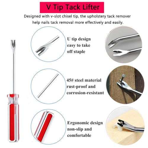 Upholstery Staple Remover Staple Puller Tack Puller Nail Remover Tool Set, Nail Puller Plier, Tack Lifter, Fastener Remover for Furniture Floor Wall Wooden Case Car Photo Frame (5 pcs)