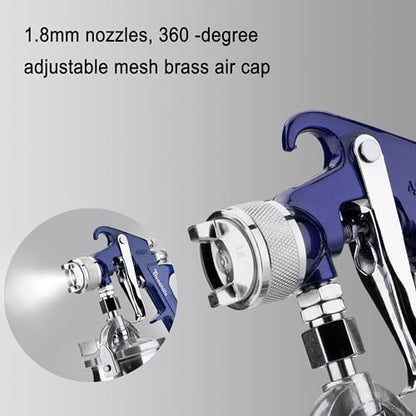 Siphon Feed Spray Gun for Piant with 1.8mm Nozzle, 1000cc Cup and 6pcs Paint Strainers for Cars & HousePainting Gun(Blue) - color: blue-4001-1.8mm