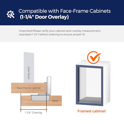 Satin Nickel Soft Close Cabinet Hinges,1-1/4 Inch Overlay,60 Pack (30 Pair) - size: 1-1/4 inch Overlay
