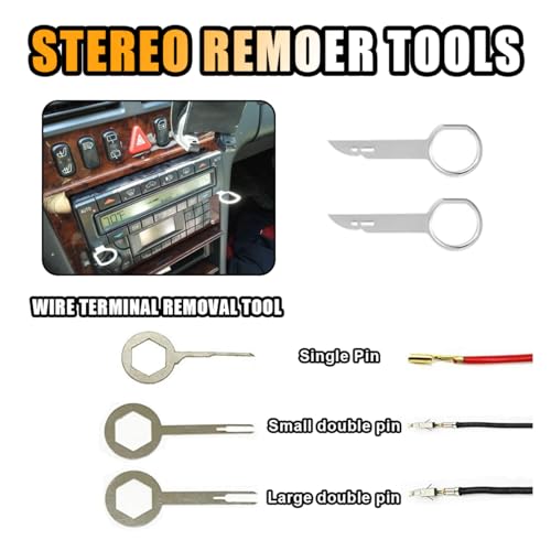 GLSOWEE 19PCS Auto Trim Removal Tool Kit, Car Panel Fastener Clips Removal Audio Trim Removal Pry Tool Set for Dash/Door/Stereo/Radio with Storage Bag