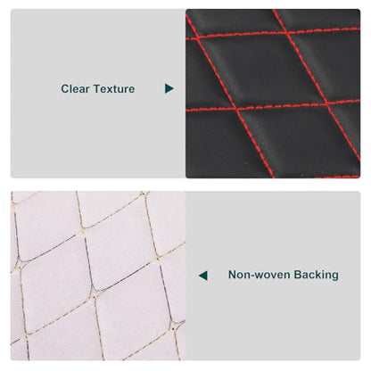 Vinyl Faux Leather Quilted Fabric Foam Backed,Black (Red Thread) - color: Black(red Thread), size: Style-A