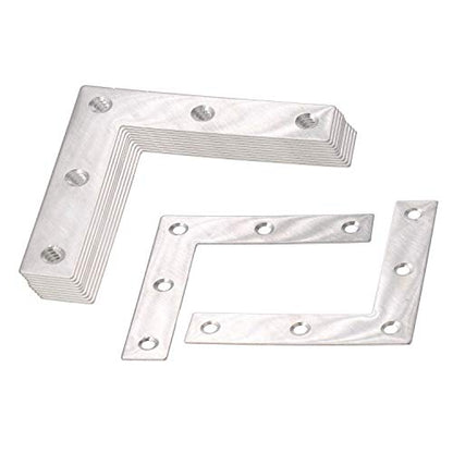 Stainless Steel L Shape Flat Corner Brace Bracket for Wood, Metal Fixing Joining Support Brace for Shelves, Furniture and Cabinet 10Pack(60x60mm) - size: 60 x 60 mm